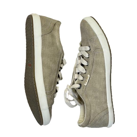 Taos Star Shoes Women's Sz 7.5 Canvas Low Top Lace Up Comfort Sneakers Khaki Tan - Picture 2 of 11